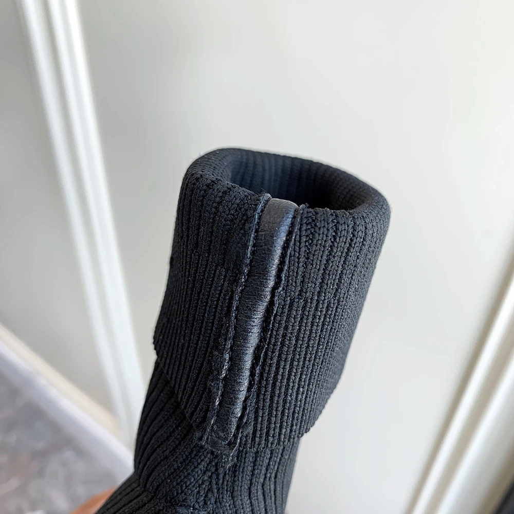 Женские вязаные ботинки-носки Сезон весна-осень 2020 года Пикантные женские