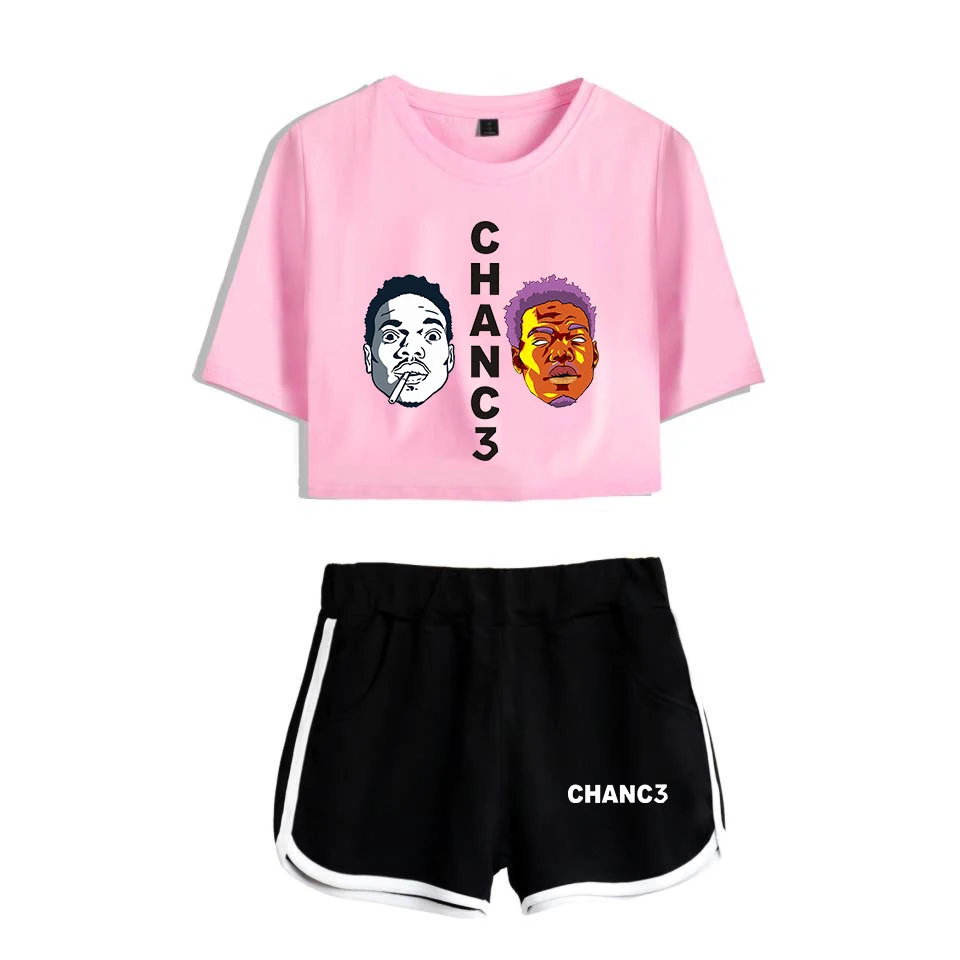 

Chance The Rapper 2PCS set streetwear short sets POP 2019 casual ensemble femme 2 pieces 100% cotton outfits tracksuit