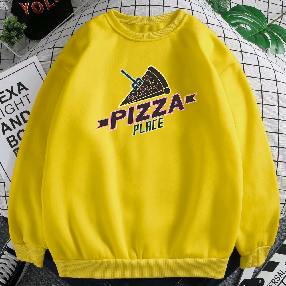 

Pizza Place Print Sweatshirts Womans Hip Hop Style Hoodies Simplicity 2021 Loose Clothing Autumn Warm Crewneck Womans Hoodie