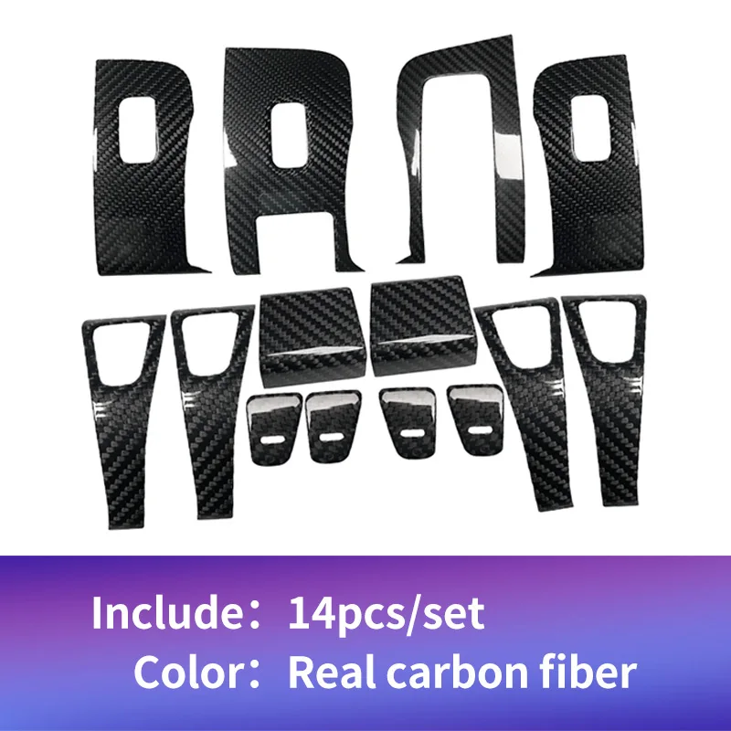 Carbon fiber 14pcs Оконная Кнопка рамка Накладка для Tesla модель 3 аксессуары/автомобильные аксессуары модель 3 tesla три tesla модель 3 карбон/аксессуары - Название цвета: Carbon fiber 14pcs