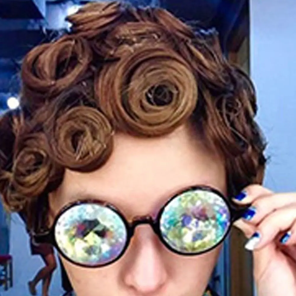 1 шт. круглые очки Калейдоскоп прозрачные линзы вечерние НКИ Rave музыкальные