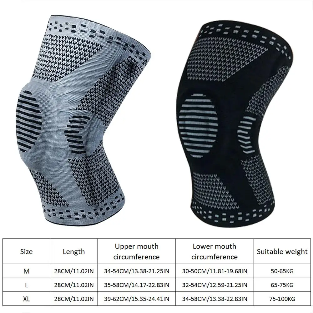 1PC Sports Kneepad Men Pressurized Elastic Knee Pads Support Fitness Gear For Basketball Volleyball Brace Protector Silicone Pad | Спорт и