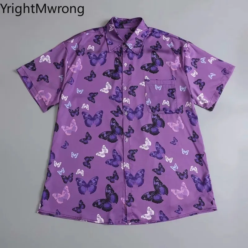 Женская Длинная блузка в стиле Харадзюку фиолетовая большого размера с коротким