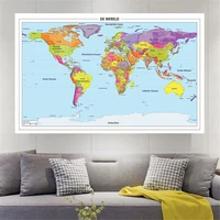 225150 cm the world political map in dutch non woven canvas painting large poster wall home decoration children school supplies