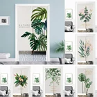 Японская полуподвесная дверная занавеска Fengshui с растительным принтом для кухни, спальни, украшение для входной двери, занавеска для экрана