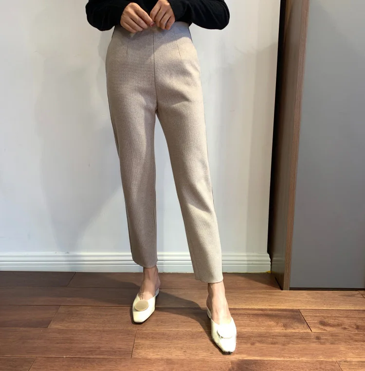 Женские модные повседневные брюки с высокой талией укороченные застежкой