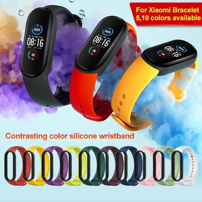 

Новинка 2021, спортивный Браслет Для Xiaomi Band 5, оригинальный двухцветный браслет контрастных цветов