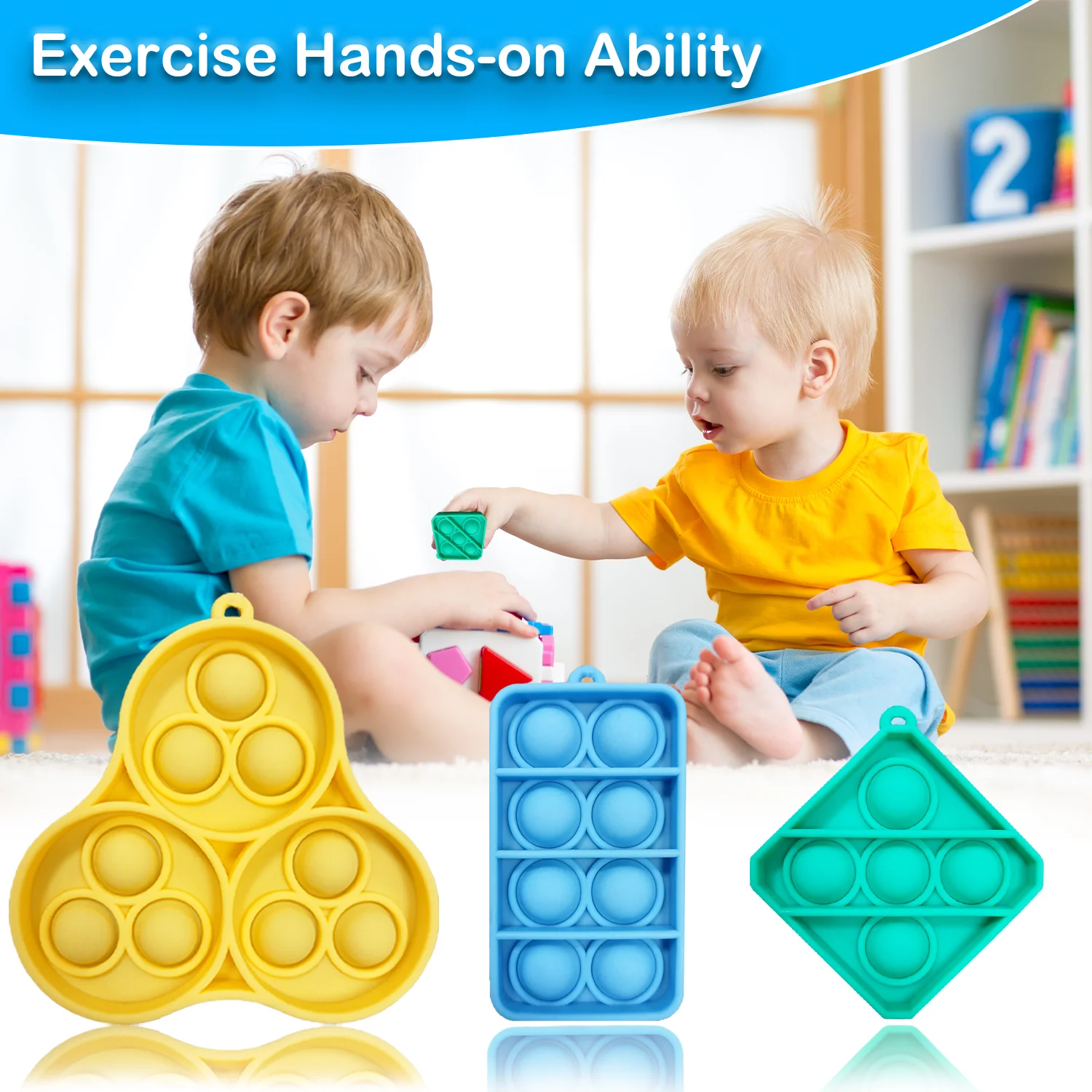 Juego de Mini llavero de burbujas sensoriales con hoyuelos, juguete para aliviar el estr&eacute;s y el autismo, barato, paquete de 3 unidades-1