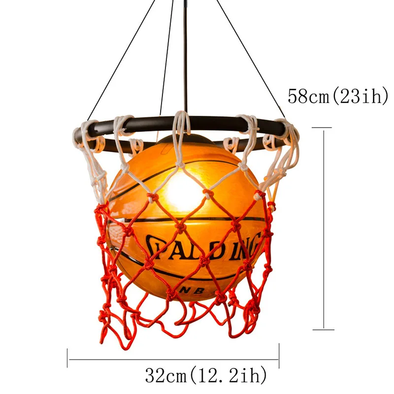 

American Retro Basketball Chandelier Creative Bar Restaurant Pendant Lights Living Room Decoration Children's Bedroom Lamp