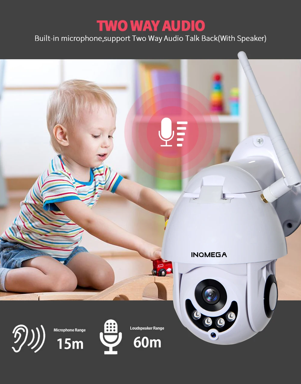 IP-камера INQMEGA 1080P HD PTZ уличная с поддержкой Wi-Fi | Безопасность и защита
