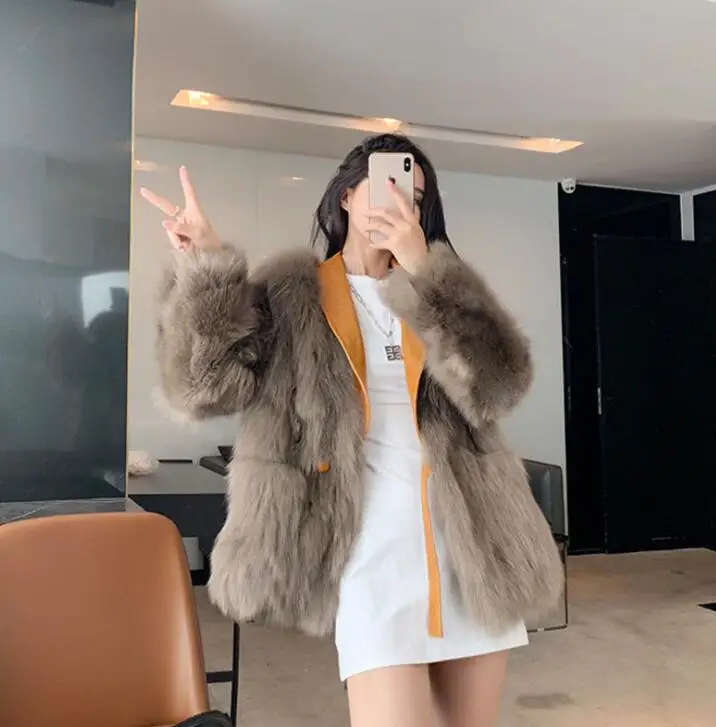 Suit collar fur leather coats womens warm black loose faux mink fur leather jackets women autumn clothes winter thicken fashion