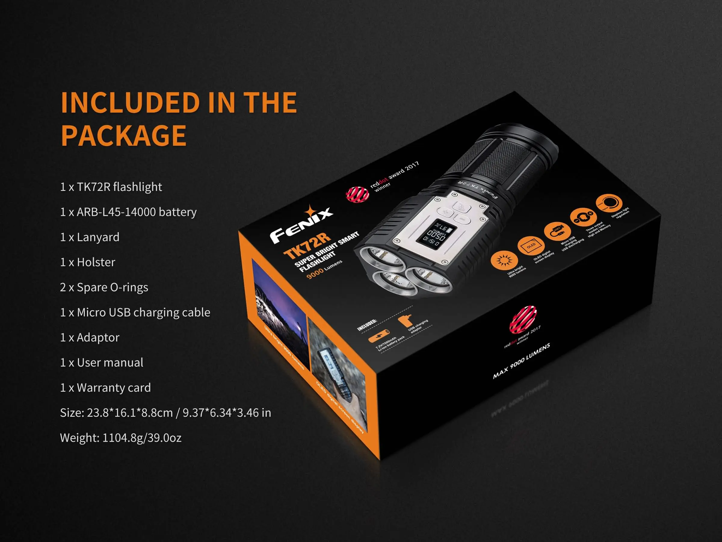 Fenix TK72R 9000 люмен 3x CREE XHP70 светодиодный цифровой O дисплей перезаряжаемый прожектор