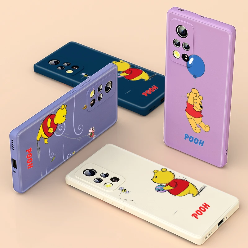 

Cute Pooh Bear Liquid Silicone Soft For Honor 20i X20 X10 10X 10i 9X 9C 9S Play 3 4 5 Pro Lite 5G Phone Case Capa