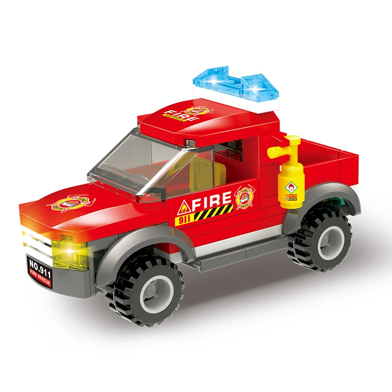 

593pcs City Firefighter Rescue Truck Car Building Blocks Compatible City Police Fire Station Bricks Toys for Children