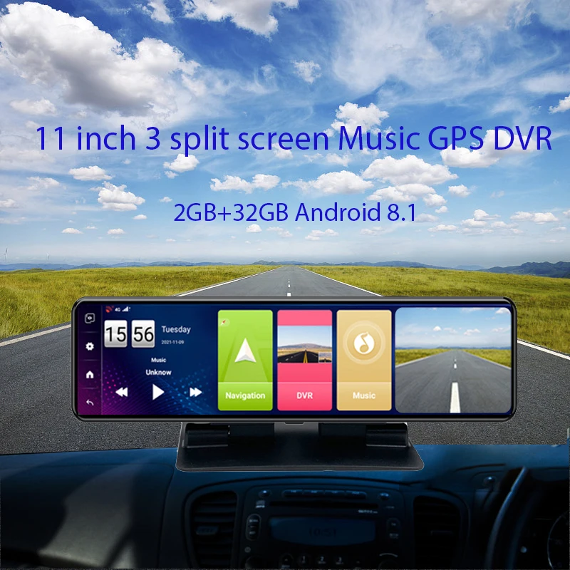 

Anfilite GPS Navigation 11 Inch Touch Screen Dash Camera Android 8.1 Auto Recorder 2GB+32GB ADAS Car Smart Rearview Mirror DVR