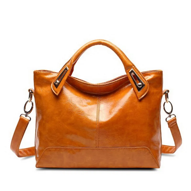 

Women Oil Wax Leather Designer Handbags High Quality Shoulder Bags Ladies Handbags Fashion Brand PU Leather Women Bags Tote