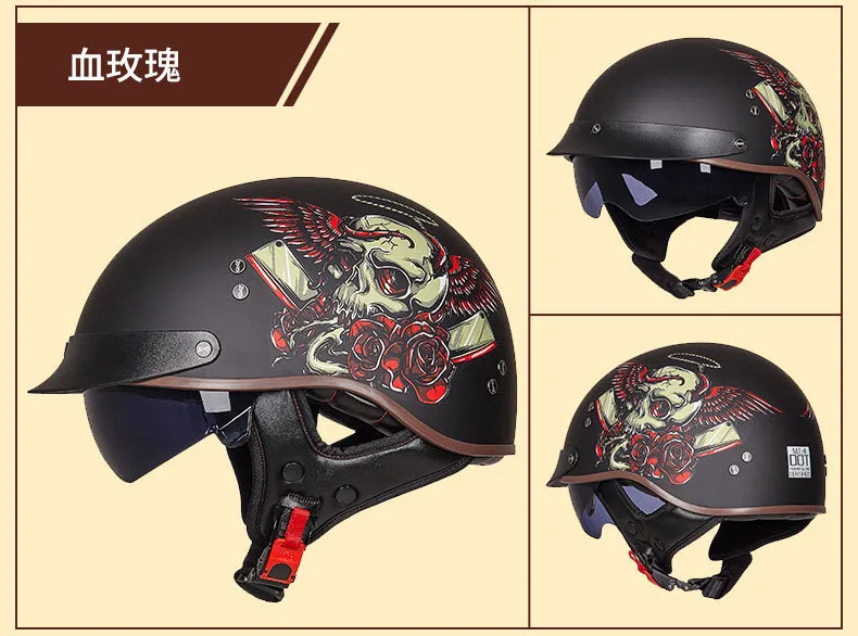 Colour 10 GXT мотоциклетный шлем, Мужской винтажный шлем Casco, мотоциклетный шлем с открытым лицом, мотоциклетный гоночный шлем для верховой езды, с сертификацией в горошек - Цвет: Colour 10