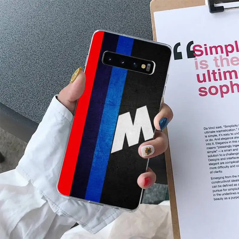 

Red Blue BMW Phone Case For Samsung S10 S10e S8 S9 Plus S7 Edge Note10 9 8 Soft Transparent TPU Cove
