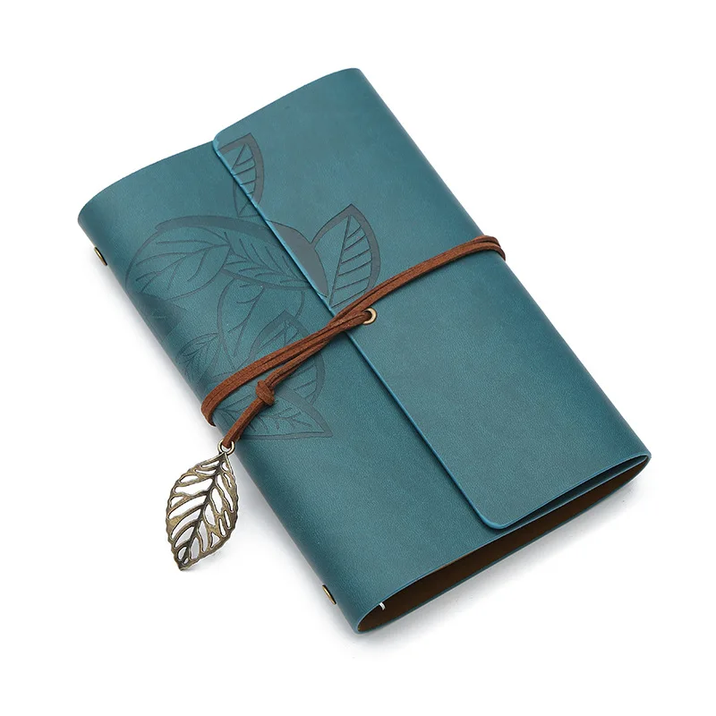 Винтажный кожаный блокнот украшение в виде листа офисные принадлежности