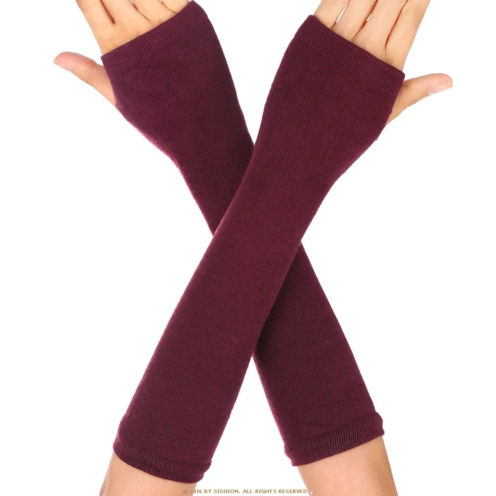 

Fashion Women Striped Elbow Gloves Warmer Knitted Long Fingerless Gloves Elbow Mittens Christmas Accessories