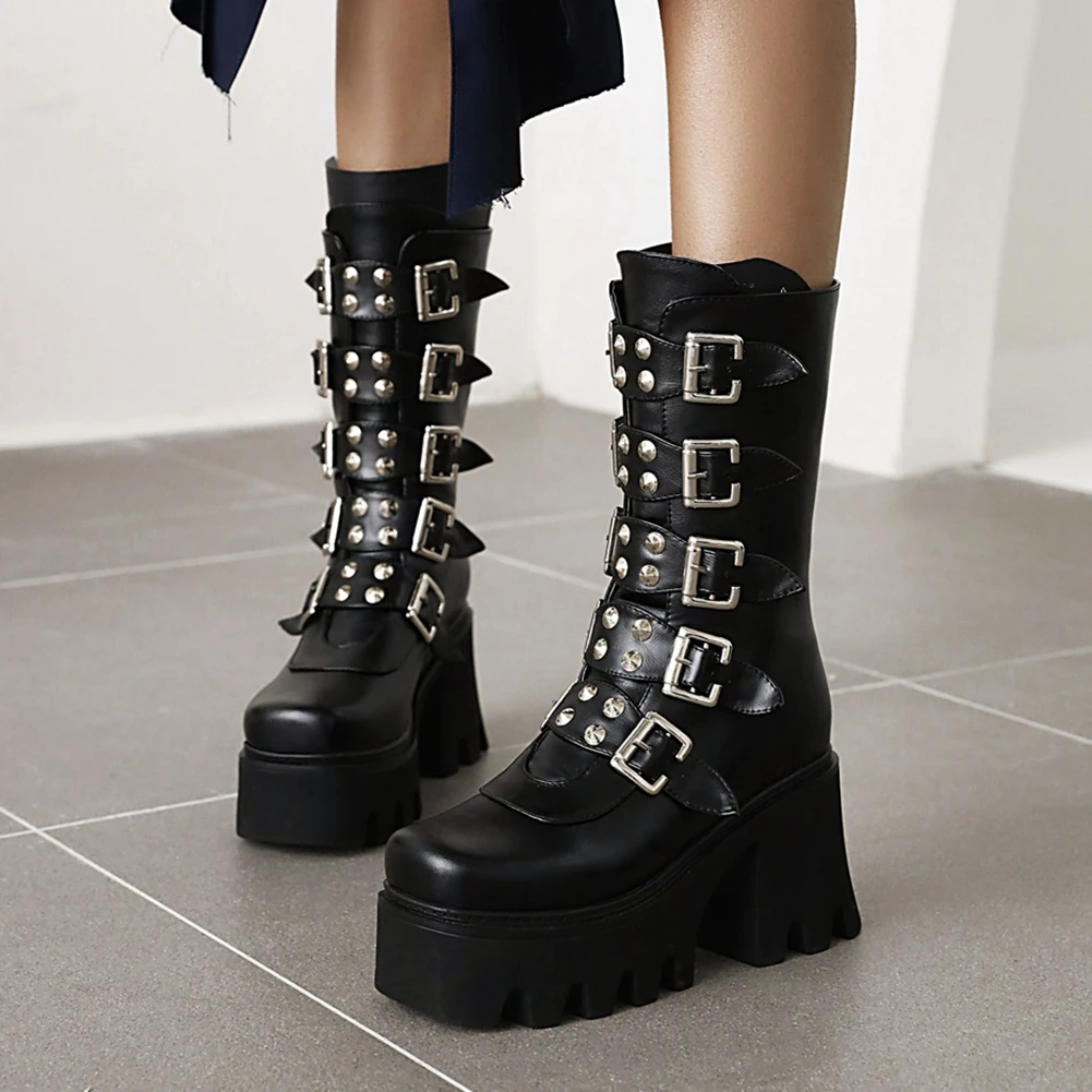 Новый бренд Дамская обувь на не сужающемся книзу высоком массивном каблуке