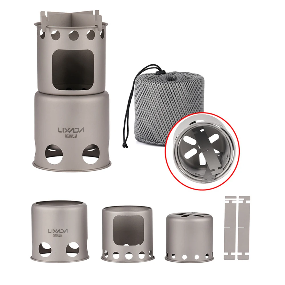 Lixada портативная походная дровяная плита Складная легкая титана альпинистская