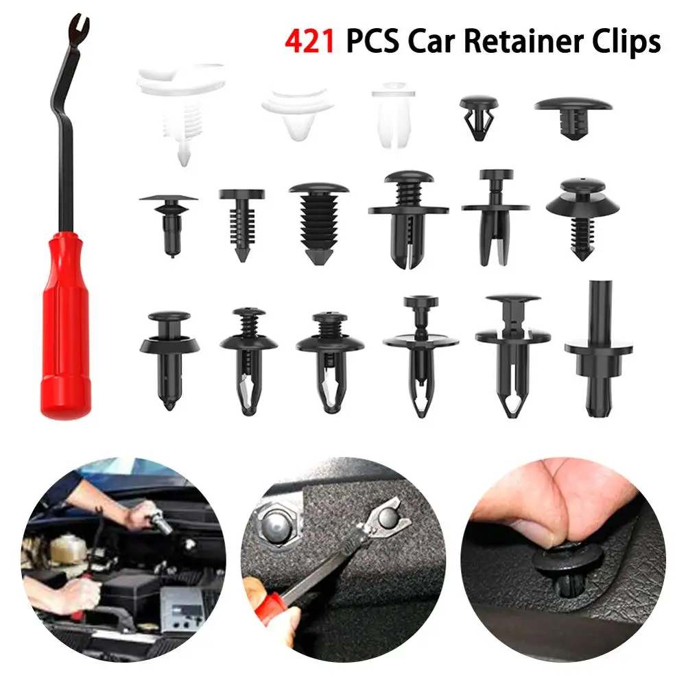 

421 Pcs Car Body Push Pin Rivet Trim Panel Fastener Clip Moulding Assortment+Tool Fastener Clip Kit Car Accessories Dropshipping