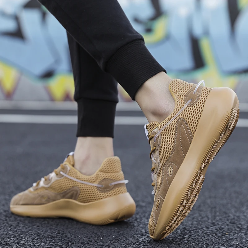 Сезон весна лето дышащие кроссовки сетчатые для мужчин и взрослых нескользящие