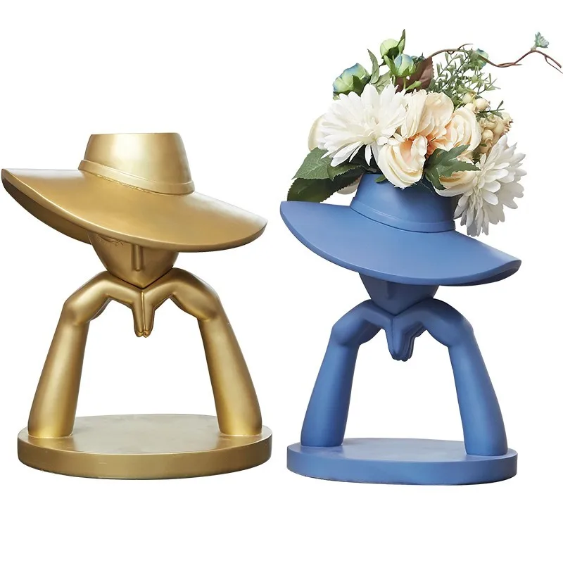 

Скандинавская креативная ваза с головой из каучука, абстрактная скульптура, ремесла, украшение для дома и рабочего стола, аксессуары для цв...