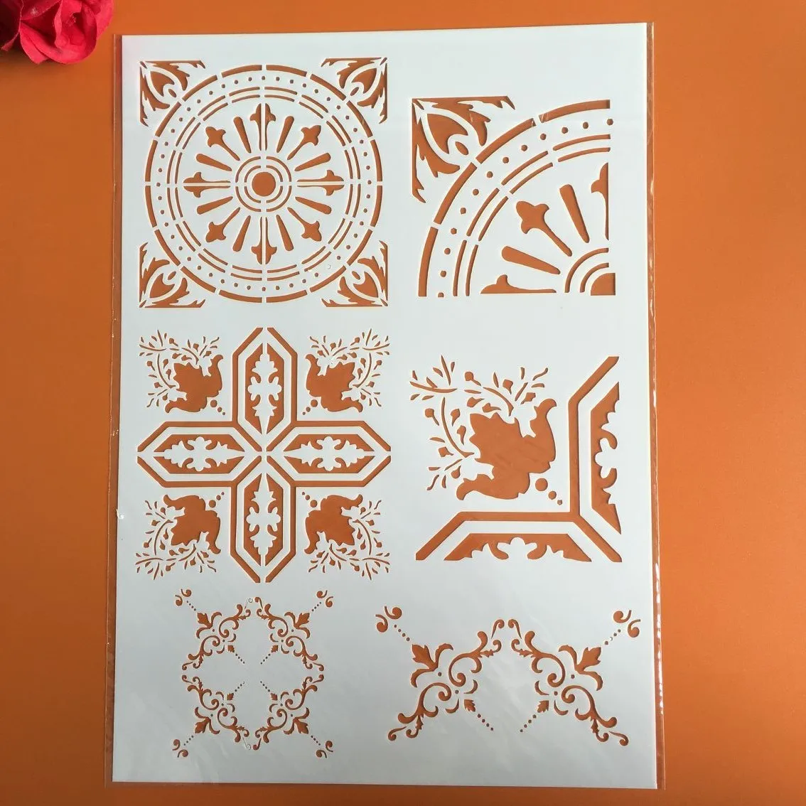 

29 * 21cm Compass shape lace DIY Stencils Wall Painting Scrapbook Coloring Embossing Album Decorative Paper Card Template