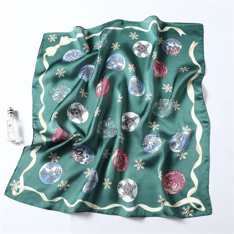 

Women's Small Silk Square Scarf Hair Scarfs for Ladies Snowflake Summer Scarves Solid Female Foulard Neckerchief Bandanas 70cm