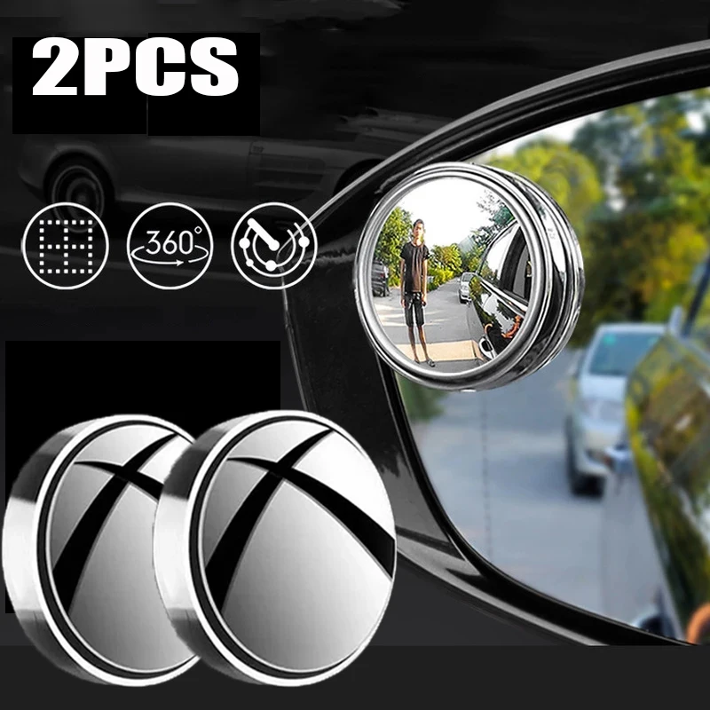 

2Pcs Car Mirror Clear Convex Mirror Blind Spot Auto Rearview Mirrors Adjustable 360 Degree Wide Angles Vehicle Parking Mirrors