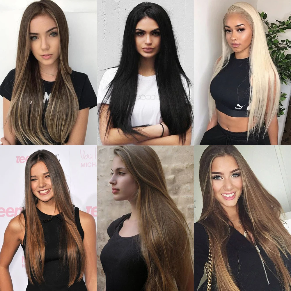 

AZQUEEN 24Inch 180g Synthetic Clip-on Hair Extensions False Hair Piece High Temperature Fiber Natural Black Blonde Brown