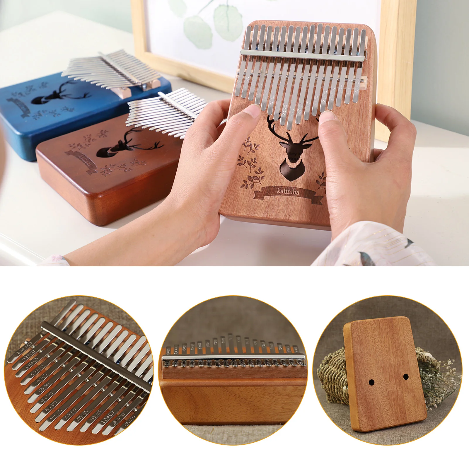 

17Keys Portable Thumb Piano Beginner Instrument Kalimba Finger Piano Mbira Small Musical Toys