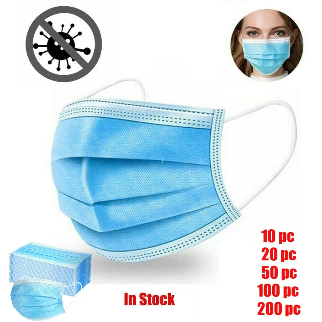 

10/200PC Disposable Face Mask Industrial 3Ply Ear Loop Reusable Mouth Cover Fashion Fabric Masks Face Cover Mascarilla New