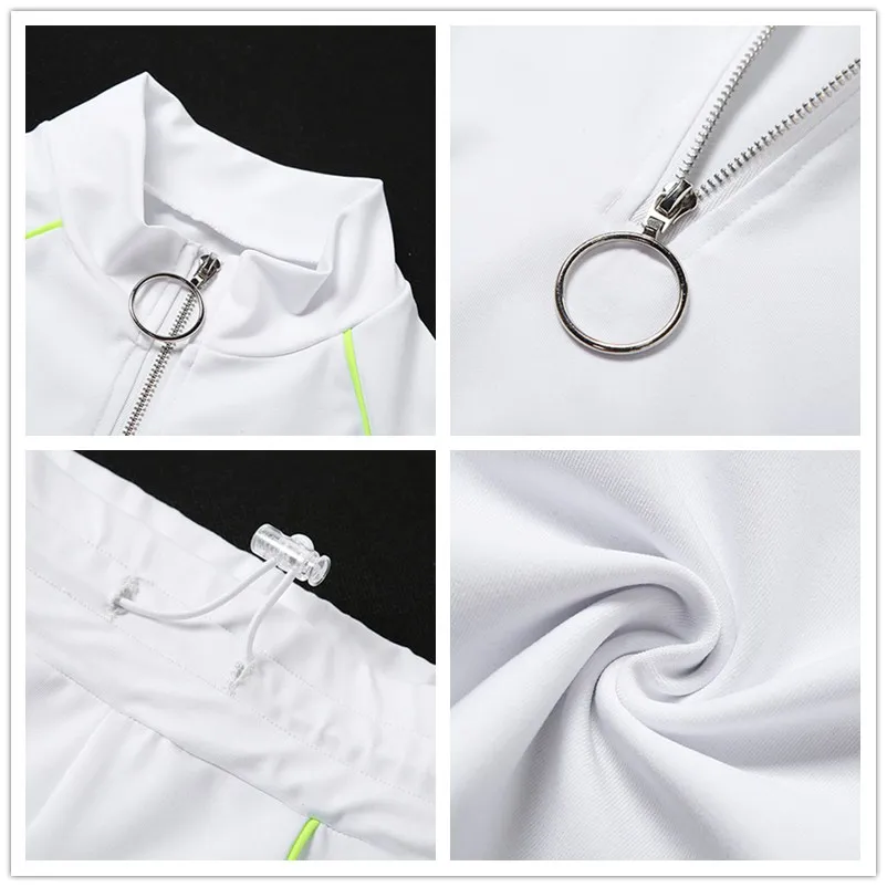 Женский спортивный костюм Soprtwear цвет пэчворк передняя молния короткий топ с