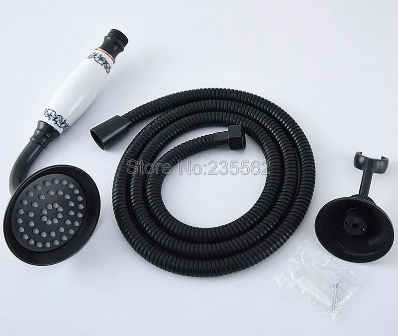

Black Oil Rubbed Bronze Ceramics Handheld Shower Head Bathroom Hand Held Shower Head 1.5m Shower Hose Wall Bracket Lhh075