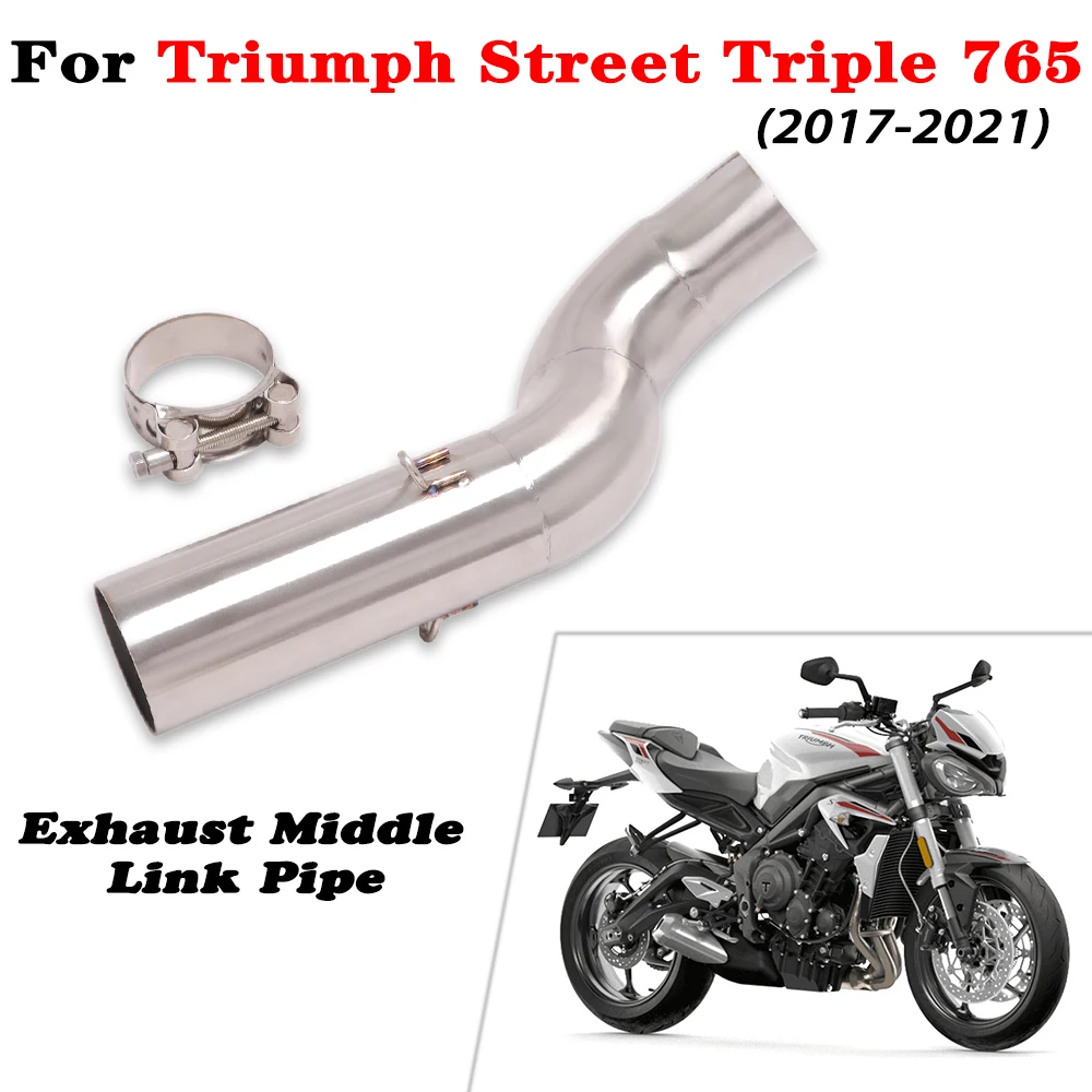 

51mm Motorcycle Exhaust Middle Link Pipe For Triumph Street Triple 765 S R RS 2017-2021 Escape Moto Muffler Modify Connect Tube