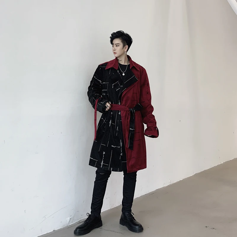 Мужской повседневный вельветовый тренчкот свободная винтажная модная уличная