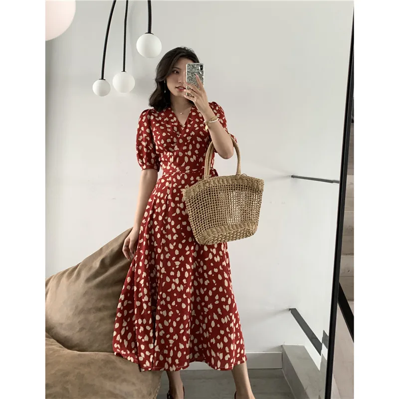 Платье женское шифоновое с запахом винтажное пикантное вечернее V-образным