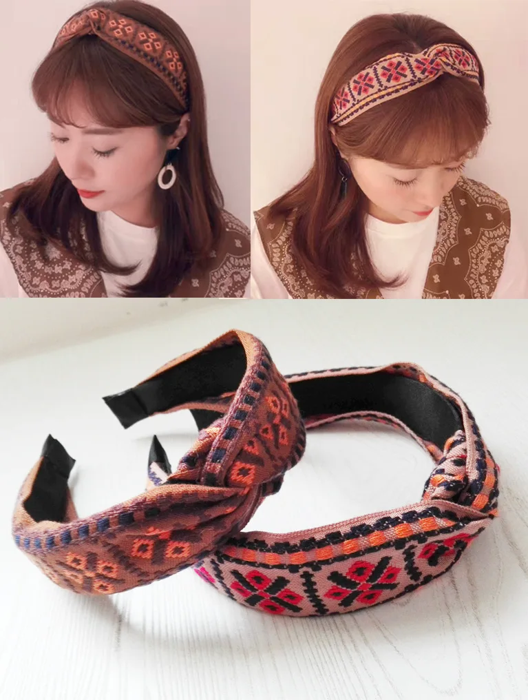 

Embroidery Hairbands For Women Korea Hair Accessories National Style Hair Band Crown Flower Headbands Head Wrap ms