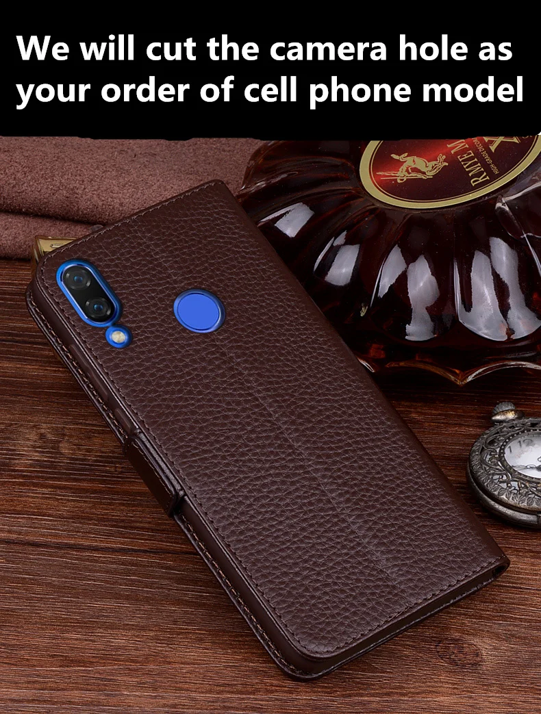 

Business genuine leather side magnetic buckle wallet phone case card holder for Huawei Honor V9/Huawei Honor V8 flip case capa