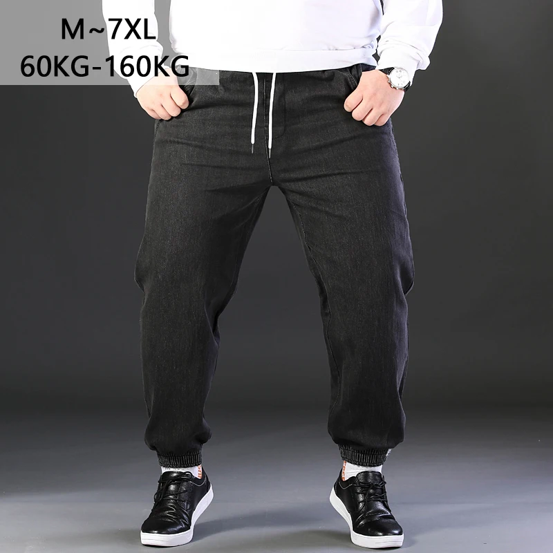 Мужские джинсы большого размера эластичные брюки в стиле хип-хоп Свободные