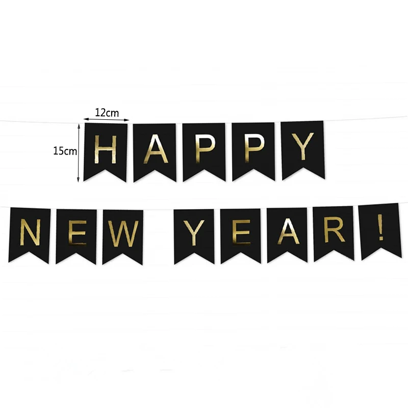 1set new year banner Фольгированные воздушные шары с новогодним днем фоторамка реквизит воздушные шары золотой черный баннер гирлянда Navidad новогодние вечерние принадлежности - Цвет: 1set new year banner