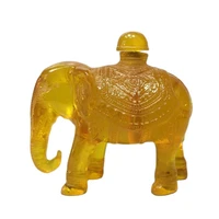 china old beijing old goods beeswax amber carving elephant snuff bottle