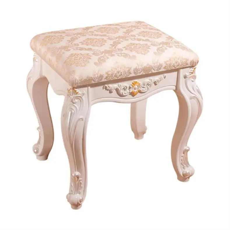 

White French make-up stool simple modern European dresser imitation wooden nail stool bedroom change shoe rack