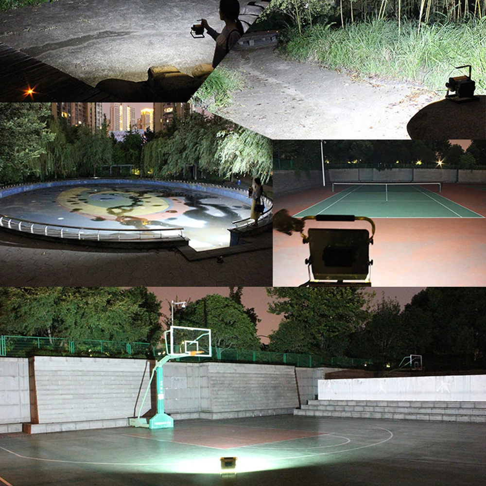 

Floodlight 100w Rechargeable Spotlight Outdoor Projector Reflector Lamp Emergency Light Moving Construction Camping Light