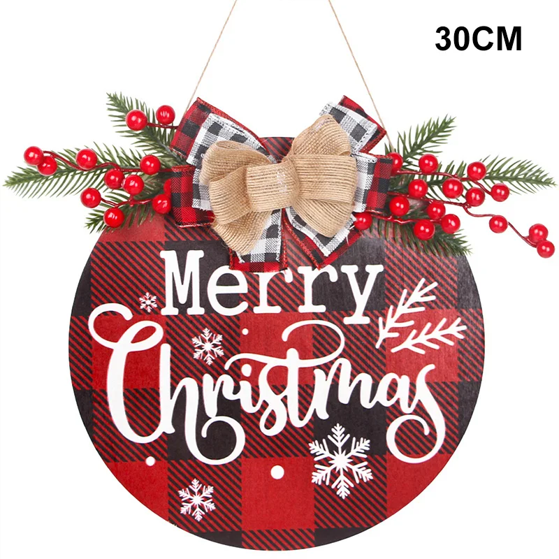 Colgante de puerta de Navidad, guirnalda de bienvenida para casa, decoraci&oacute;n de Navidad, lugar, colgante, list&oacute;n, adornos de corona-4