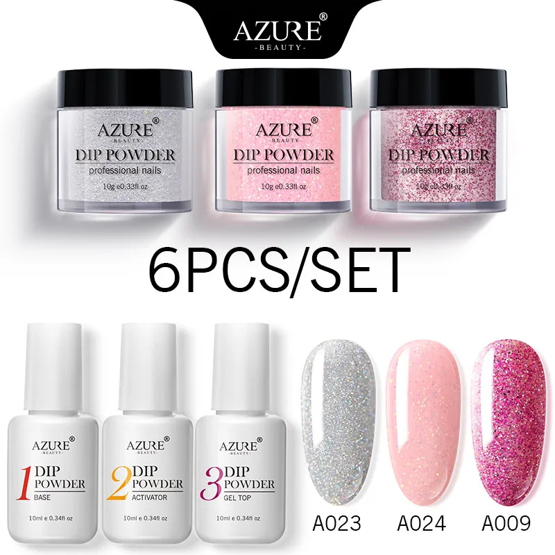 Лазурная красота 6 шт./партия порошок для погружения градиентный цвет блесящий