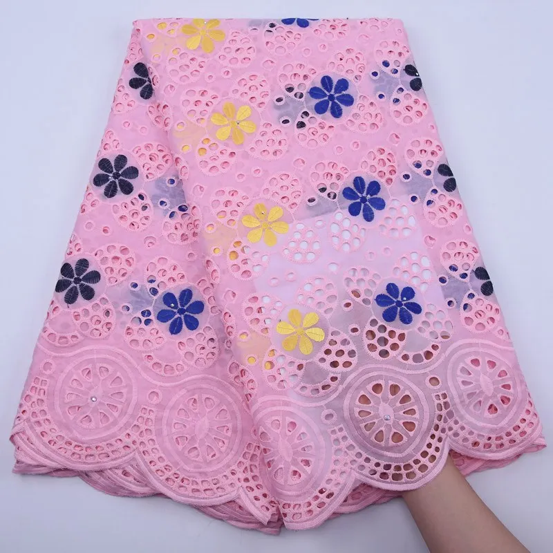 Королевский синий Чистый хлопок африканская сухая кружевная ткань вышитая